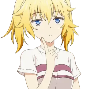 🤔 anime, chica, rubia, pensando, linda, personaje, dibujo animado telegram sticker