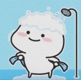 🌸 cartoon, cute, shower, bathroom, kawaii, character, foam, clean telegram sticker
