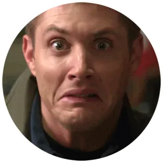 😲 Dean Winchester Supernatural przestraszony, serial TV, postać, nadprzyrodzony, Dean Winchester, śmieszna mina telegram sticker
