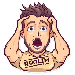 😱 ROOLIM CLUB 表情, 震惊, 担心, 卡通, 男人, ROOLIM CLUB telegram sticker