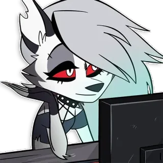 🌚 Loona Helluva Boss helluva boss, loona, dibujos animados, pegatina, lobo, ojos rojos, animado whatsapp sticker