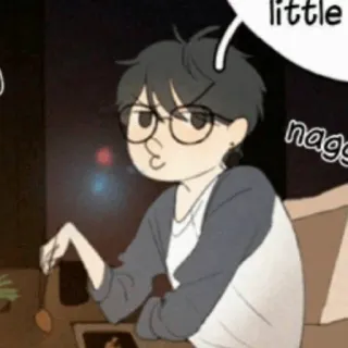 🦋 little naggy cartoon, glasses, pout, naggy telegram sticker