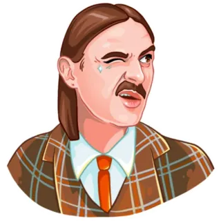 😉 hombre, dibujo animado, traje, bigote, guiño, corbata, estilo, retrato telegram sticker