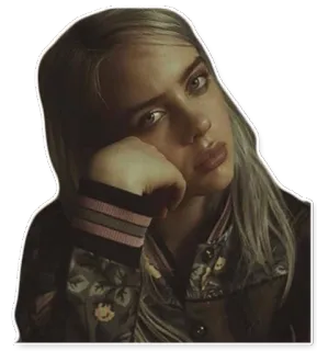 🤔 Billie Eilish Билли Айлиш, певица, знаменитость, музыка, портрет, стикер telegram sticker