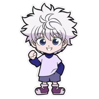 😄 Killua Zoldyck Hunter x Hunter อนิเมะ, มังงะ, คิรัวร์ โซลดิ๊ก, Hunter x Hunter, การ์ตูน, จิบิ, ตัวละคร telegram sticker