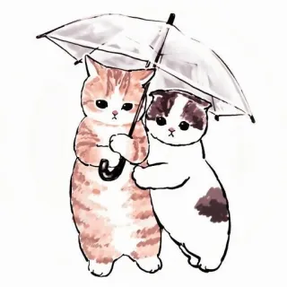 💗 kot, kociak, parasol, słodkie, kreskówka, zwierzęta, rysunek telegram sticker