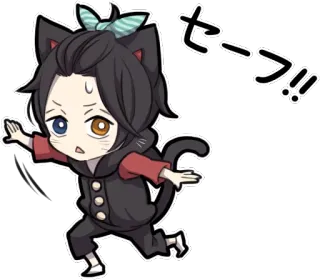 😍 セーフ!! telinga kucing, imut, anime, chibi, berlari, kawaii, stiker telegram sticker