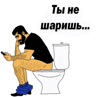 😢 Ты не шаришь... Toilet, Man, Zittend, Smartphone, Russisch telegram sticker