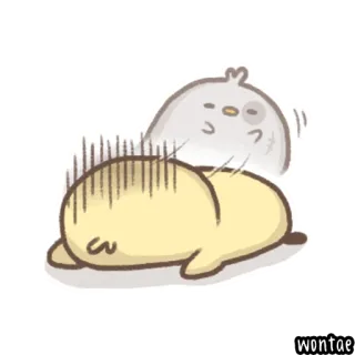 🐤 WONTAE mignon, dessin animé, animal, oiseau, chibi, triste, épuisé telegram sticker