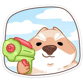 🔫 หมา, ลูกหมา, ปืนฉีดน้ำ, สัตว์, สติกเกอร์ whatsapp sticker