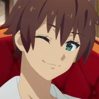 🛡 Kazuma Konosuba 动漫, 角色, 眨眼, 坐着 telegram sticker