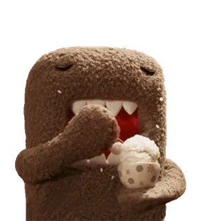 💬 Domo 도모, 괴물, 먹는, 아이스크림, 귀여운 telegram sticker