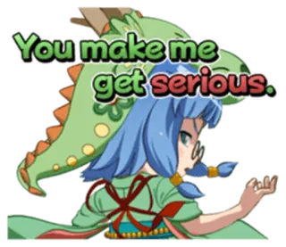👺 You make me get serious. anime, cartoon, serious, dragon, girl telegram sticker