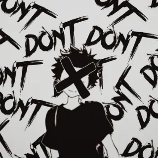 💔 DON'T Animé, Manga, X, Stop, Noir et blanc telegram sticker