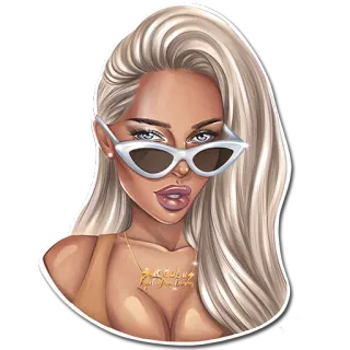 😎 Sweetsbaby
Right Your Baby Frau, Sonnenbrille, Halskette, blonde Haare, Cartoon telegram sticker