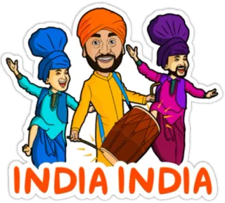 🏏 INDIA INDIA Indien, Kultur, Leute, Cartoon, Dhol, Musik, Tradition, indisch telegram sticker