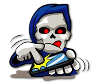 📲 esqueleto, parca, teléfono, muerte, dibujo animado telegram sticker