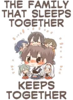 🛌 THE FAMILY THAT SLEEPS TOGETHER KEEPS TOGETHER família, sono, juntos, citação, desenho animado, fofo whatsapp sticker