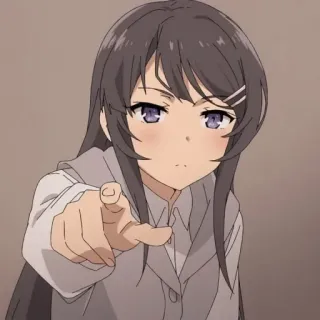 💗 Mai Sakurajima Rascal Does Not Dream of Bunny Girl Senpai Anime, Garota, Apontando, Sakurajima, Mai whatsapp sticker