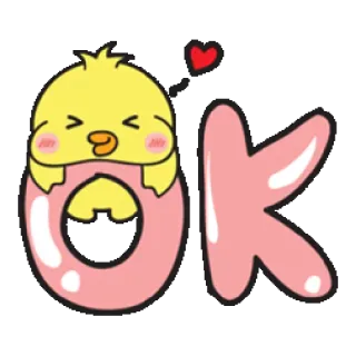 👌 OK милый, ОК, курица, одобрение, розовый, мультфильм, приветствие whatsapp sticker
