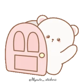 👋 熊, 可爱, 卡通, 动物, 门, 卡哇伊, 插画 telegram sticker