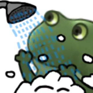 🛁 frog, shower, cute, cartoon, animal telegram sticker