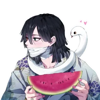🍪 Obanai Iguro Demon Slayer Anime, Serpente, Anguria, Manga, Personaggio telegram sticker