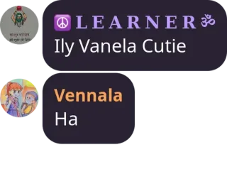 👩‍🎨 LEARNER
Ily Vanela Cutie
Vennala
Ha telegram sticker