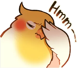 😔 Hmm オカメインコ, 考えてる, 鳥, かわいい, うーん, 困惑 telegram sticker
