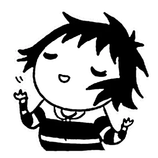 👸 Desenho animado, Personagem, Gesto, Dedo do meio, Ofensivo, Ilustração, Preto e branco whatsapp sticker