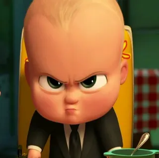 👿 Boss Baby The Boss Baby bébé, costume, dessin animé, patron, en colère, personnage, animation telegram sticker