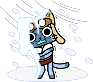 ❄️ chat, dessin animé, neige, hiver, pilote, froid telegram sticker