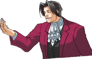 😏 Miles Edgeworth Ace Attorney 弁護士, 自信, 検察官, アニメ, ゲーム telegram sticker