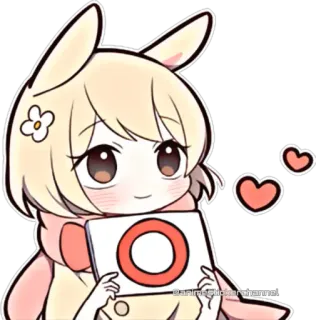 ☺️ Anime Mädchen, Cartoon, Süß, Aufkleber, Kawaii, Herz, Hasenohren telegram sticker