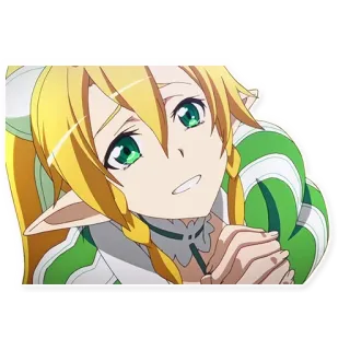 😳 Leafa Sword Art Online 애니메이션, 엘프, 금발 머리, 초록색 눈, 소녀 telegram sticker