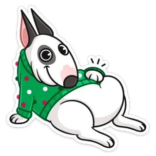😊 собака, бультерьер, свитер, мультфильм, животное, питомец, милый telegram sticker