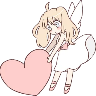 ❤️ ange, cœur, mignon, amour, ailes, dessin animé telegram sticker