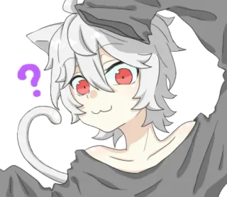 🤨 Anime, Catboy, Point d'interrogation, Mignon, Sticker, Manga, Kawaii whatsapp sticker