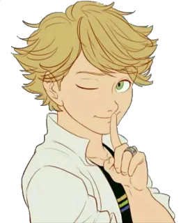 😉 Adrien Agreste Miraculous: Tales of Ladybug & Cat Noir Adrien Agreste, Miraculous Ladybug, Dessin animé, Anime, Clin d'oeil, Chut, Mignon telegram sticker