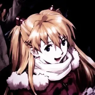 🎪 Asuka Langley Sohryu Neon Genesis Evangelion anime, character, cartoon, animation, neon genesis evangelion, winter, scarf telegram sticker