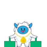 🤑 Cartoon, Monster, Leuk, Sticker, Gouden ketting, Fantasy whatsapp sticker