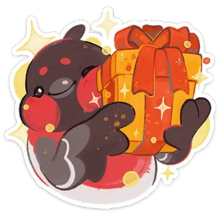 🎁 Siegel, Geschenk, süß, Tier, Geschenk, Feier telegram sticker