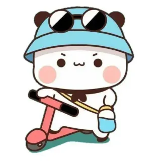 🤍 귀여운, 팬더, 스쿠터, 만화, 스티커, 카와이 telegram sticker