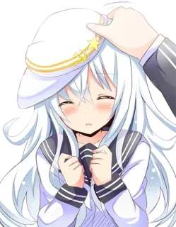 😁 Anime Mädchen, Hut, Süß, Cartoon, Weißes Haar, Chibi whatsapp sticker