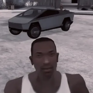 🥞 CJ Grand Theft Auto: San Andreas CJ, Grand Theft Auto, San Andreas, postać, Cybertruck, gra wideo telegram sticker