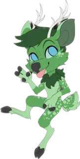🦌 Фурри, Олень, Мультфильм, Животное, Зеленый telegram sticker