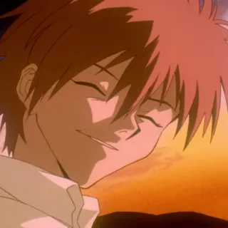 🧊 Toji Suzuhara Neon Genesis Evangelion anime, teenager, friend, smile telegram sticker