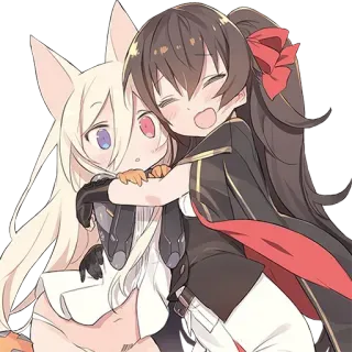 🤗 anime girl, cute, friends, hug, kawaii, cartoon telegram sticker