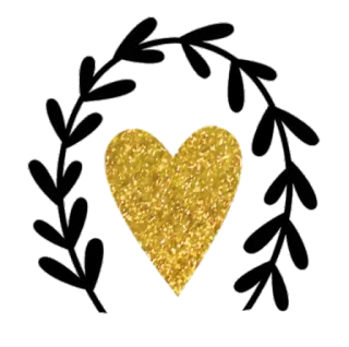 💙 сердце, золото, венок, листья, любовь, день святого валентина telegram sticker