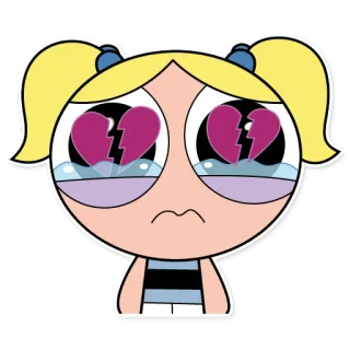 💔 Bubbles Powerpuff Girls cartone animato, triste, piangere, cuore spezzato telegram sticker